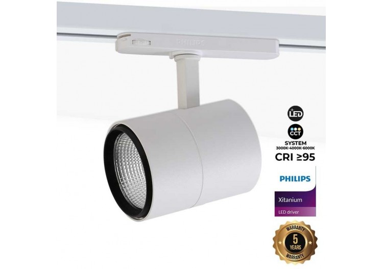 Spot LED sur rail triphasé CCT 42W-CRI 95-Driver Philips Xitanium intégré - B00591-B-CCT - Barcelona LED