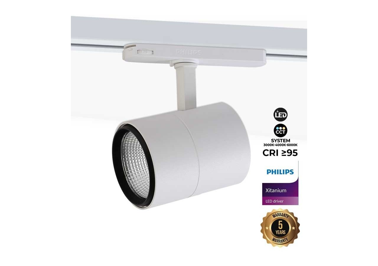 Spot LED sur rail triphasé CCT 42W-CRI 95-Driver Philips Xitanium intégré - B00591-B-CCT - Barcelona LED