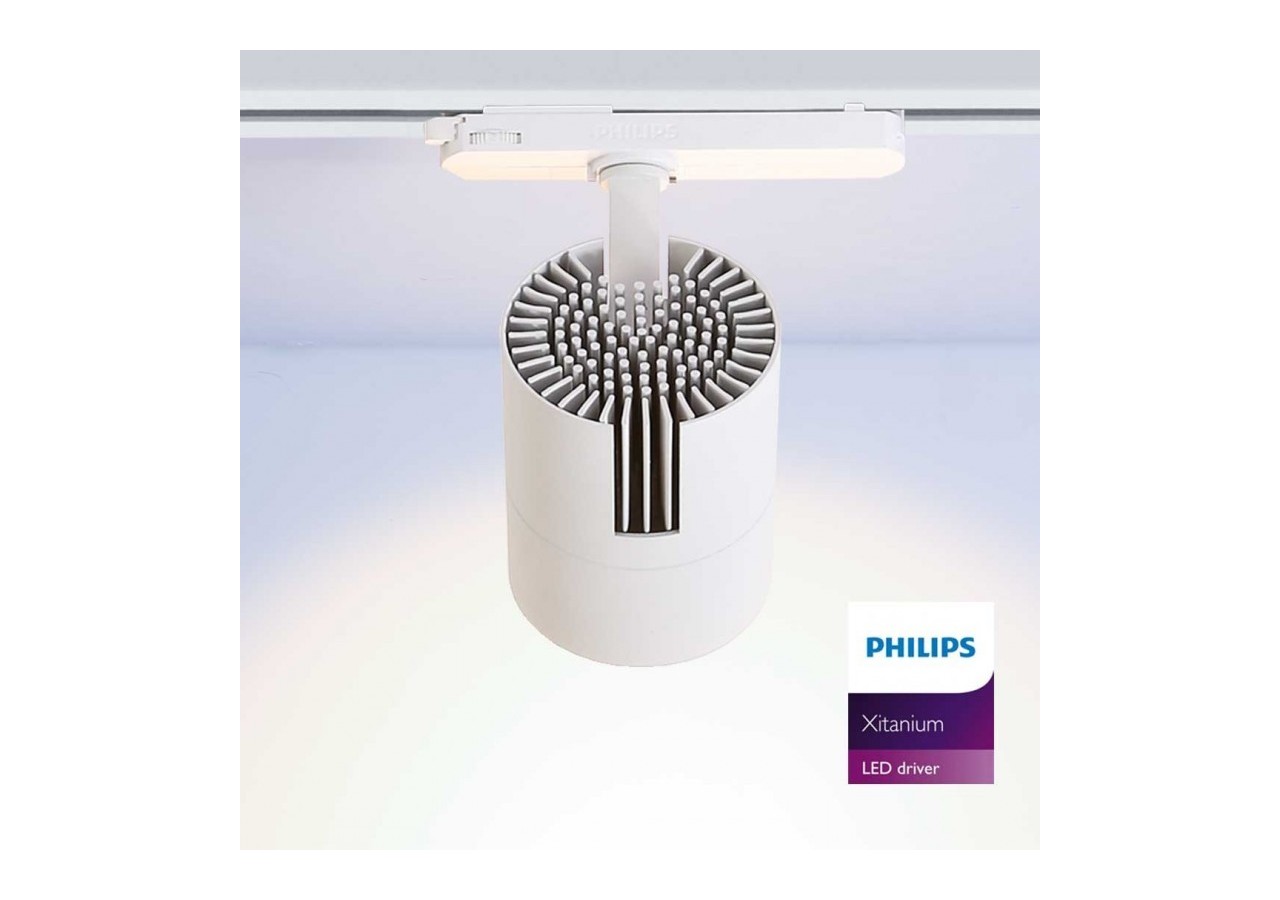 Spot LED sur rail triphasé CCT 42W-CRI 95-Driver Philips Xitanium intégré - B00591-B-CCT - Barcelona LED