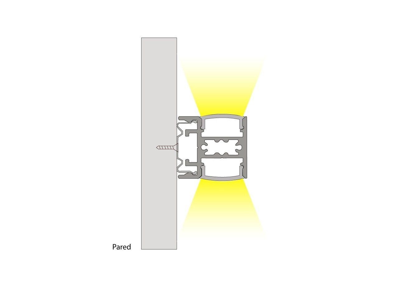 Profilé de surface en aluminium pour double ruban LED-23.5x22.6mm-Ruban ≤ 12mm-2 mètres - BPERFALP196-N - Barcelona LED
