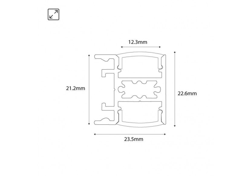 Profilé de surface en aluminium pour double ruban LED-23.5x22.6mm-Ruban ≤ 12mm-2 mètres - BPERFALP196-N - Barcelona LED Profilé de surface en aluminium pour double ruban LED-23.5x22.6mm-Ruban ≤ 12mm-2 mètres - BPERFALP196-N - Barcelona LED