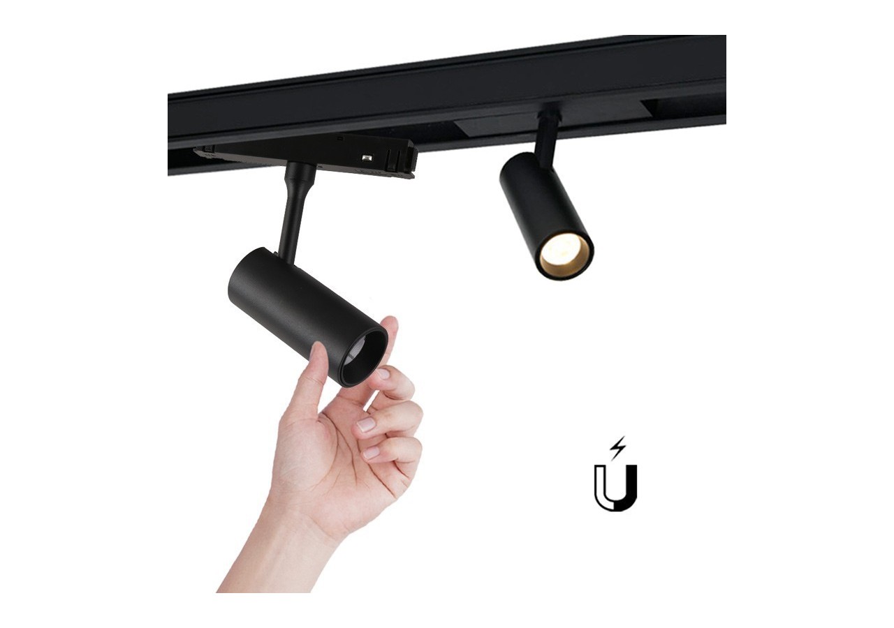 Spot LED sur rail magnétique 48V-6W-Noir - PMC-6W-N-BC - Barcelona LED