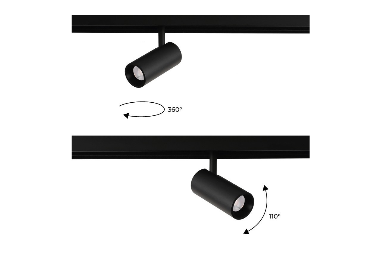 Spot LED sur rail magnétique 48V-6W-Noir - PMC-6W-N-BC - Barcelona LED