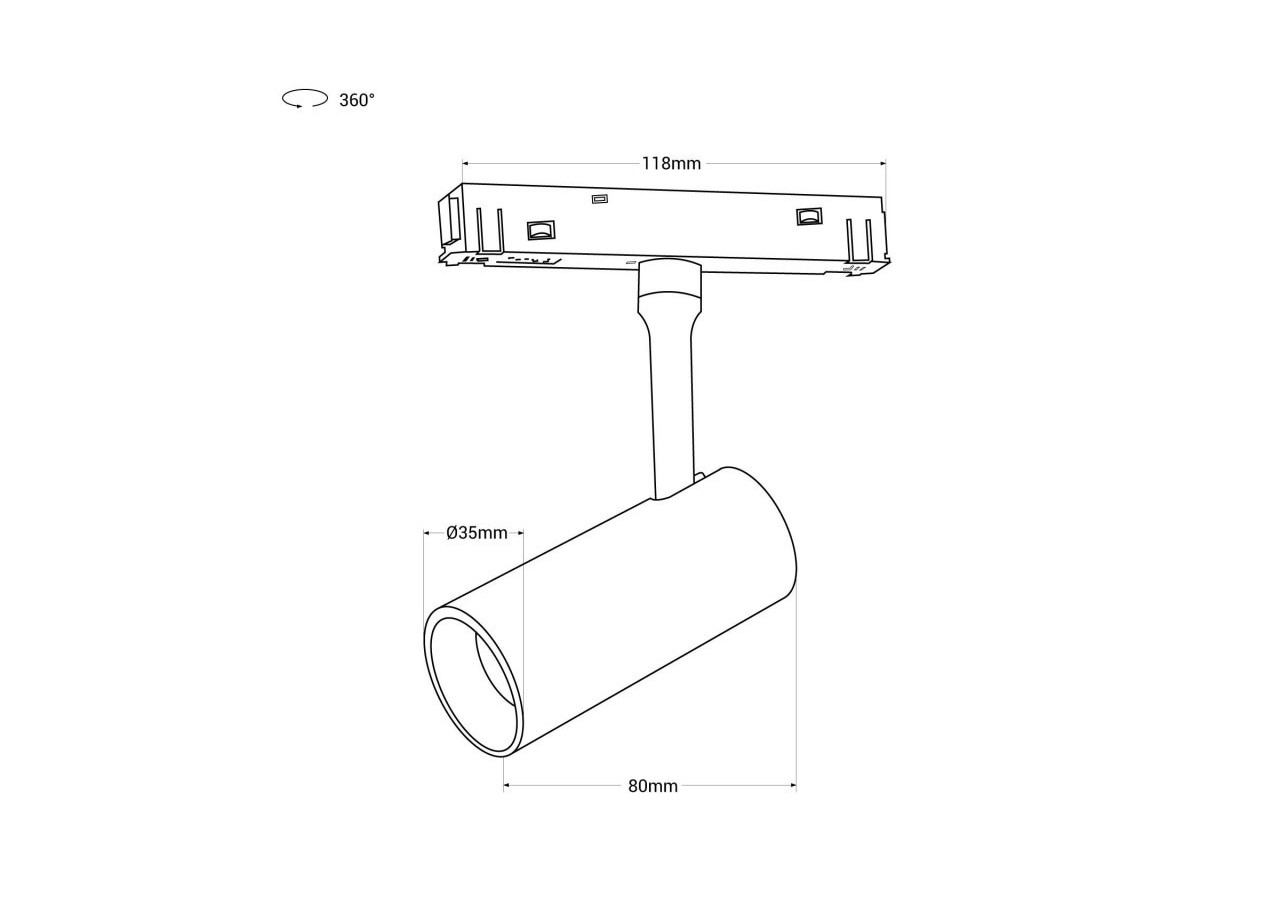 Spot LED sur rail magnétique 48V-6W-Noir - PMC-6W-N-BC - Barcelona LED