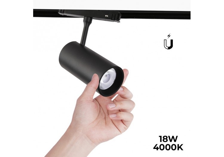 Spot LED sur rail magnétique 48V-18W-Noir - PMC-18W-N-BN - Barcelona LED