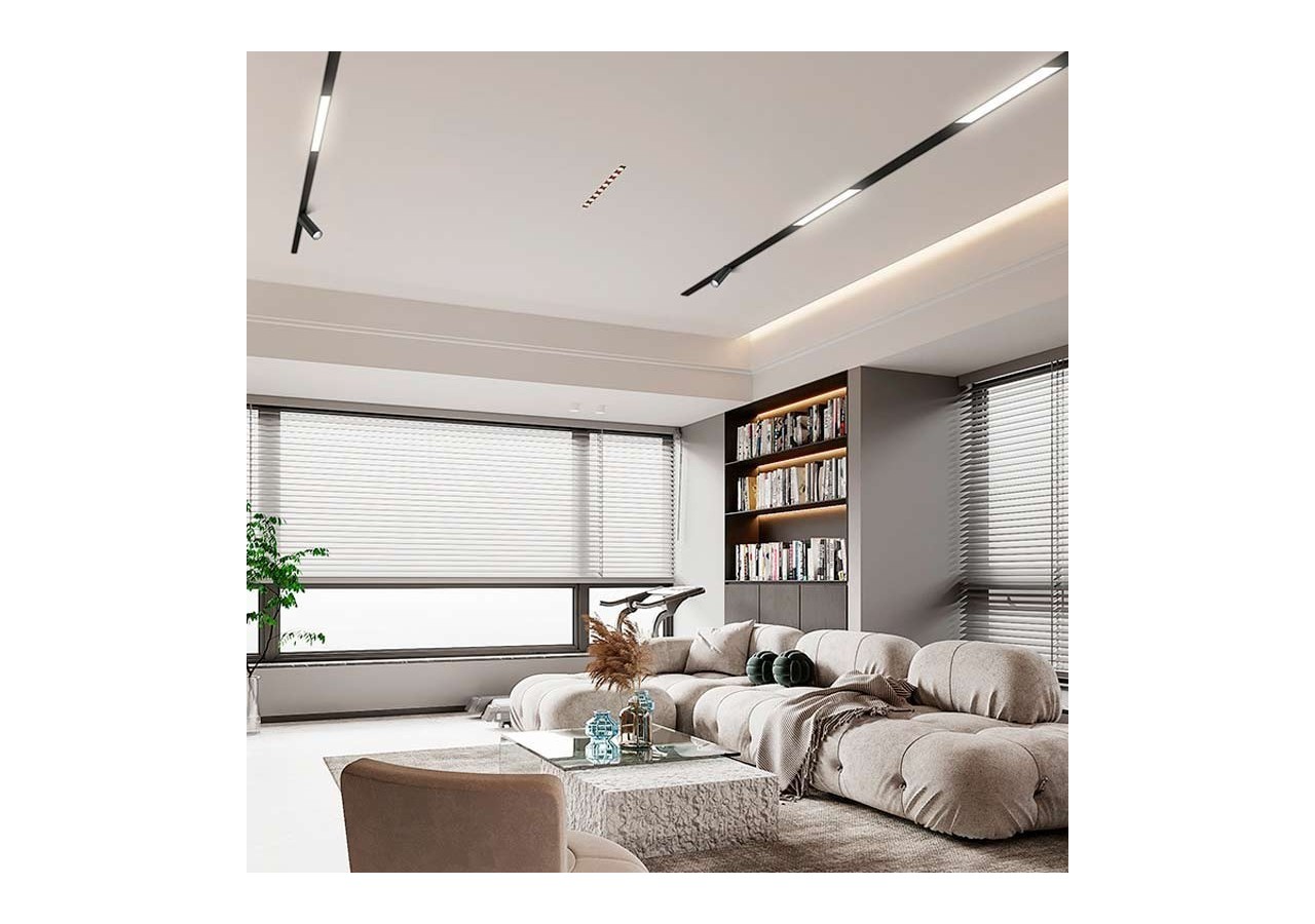 Spot LED linéaire opale sur rail magnétique 48V-10W-Noir - LM-300-N-BN - Barcelona LED