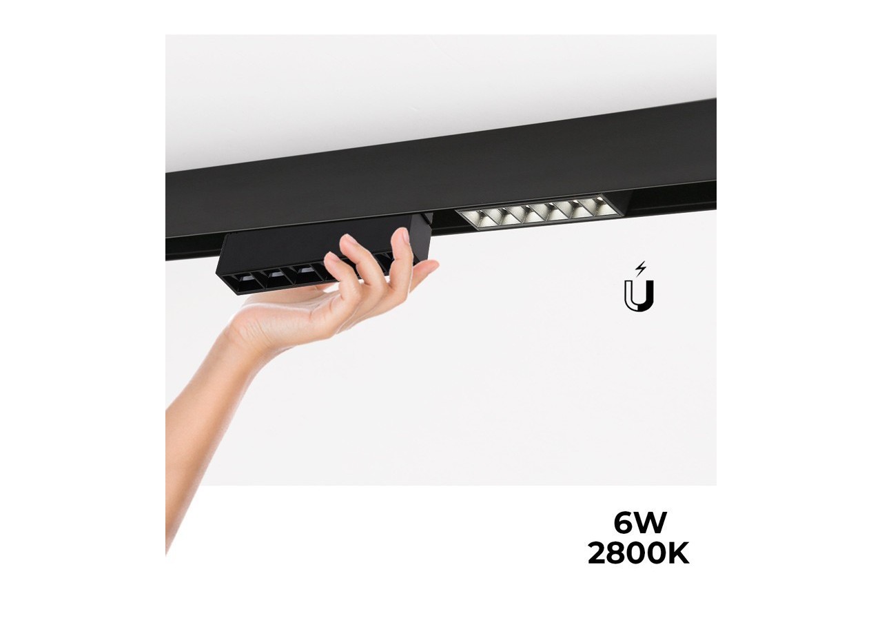 Spot LED linéaire sur rail magnétique 48V-6W-UGR 16-Noir - LM-112U18-N-BC - Barcelona LED