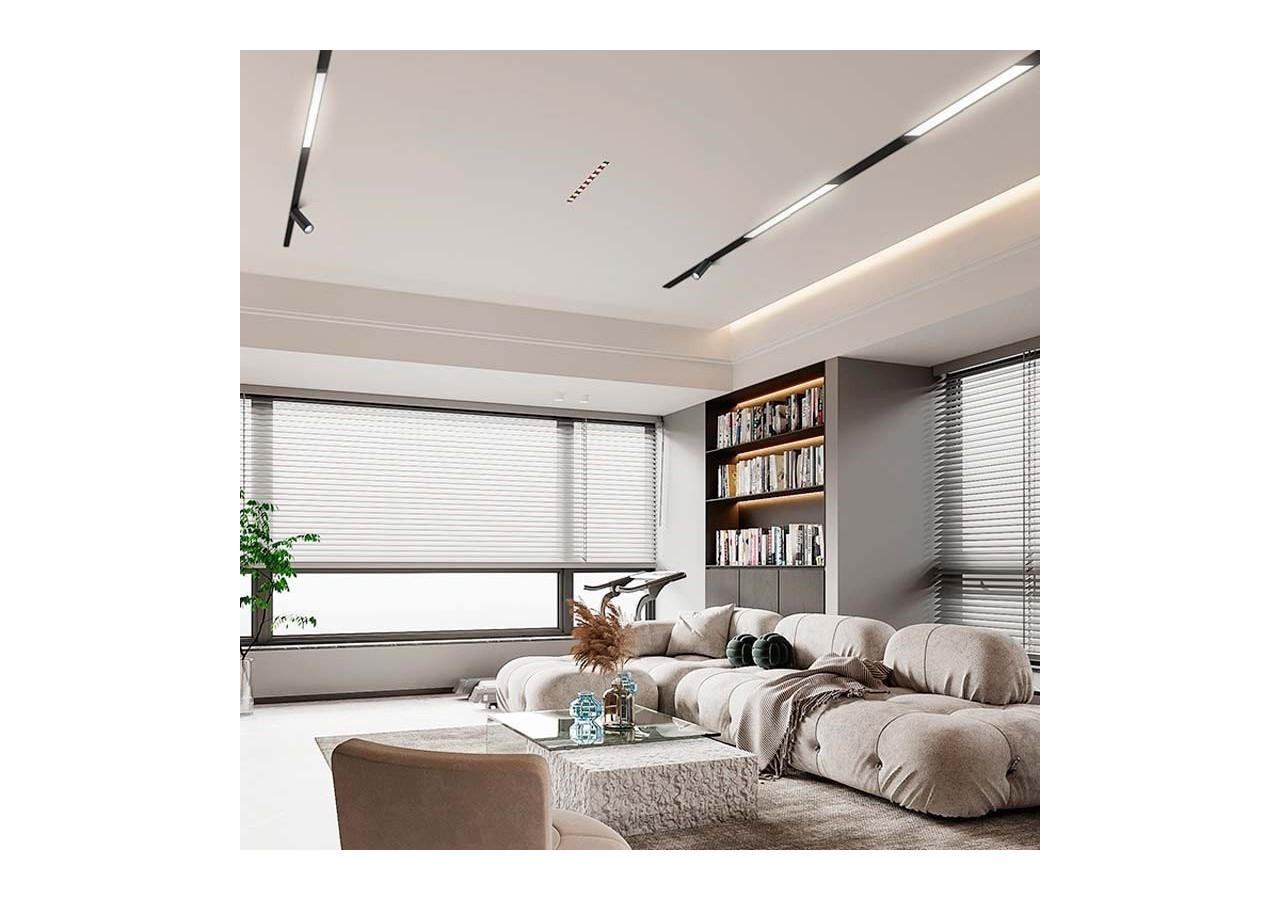 Spot LED linéaire opale sur rail magnétique 48V-20W-Noir - LM-600-N-BN - Barcelona LED