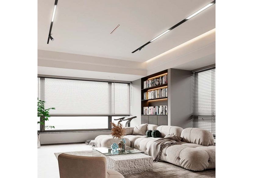 Spot LED linéaire opale sur rail magnétique 48V-20W-Noir - LM-600-N-BN - Barcelona LED