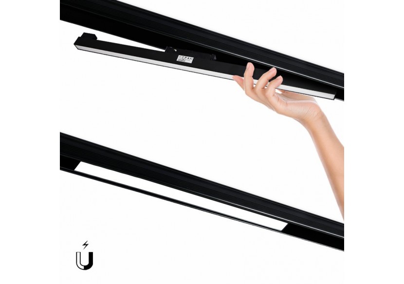 Spot LED linéaire opale sur rail magnétique 48V-20W-Noir - LM-600-N-BN - Barcelona LED