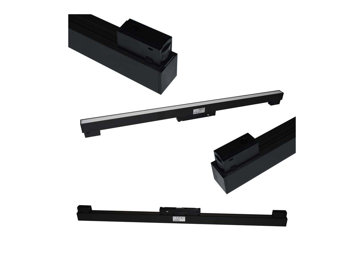 Spot LED linéaire opale sur rail magnétique 48V-20W-Noir - LM-600-N-BN - Barcelona LED