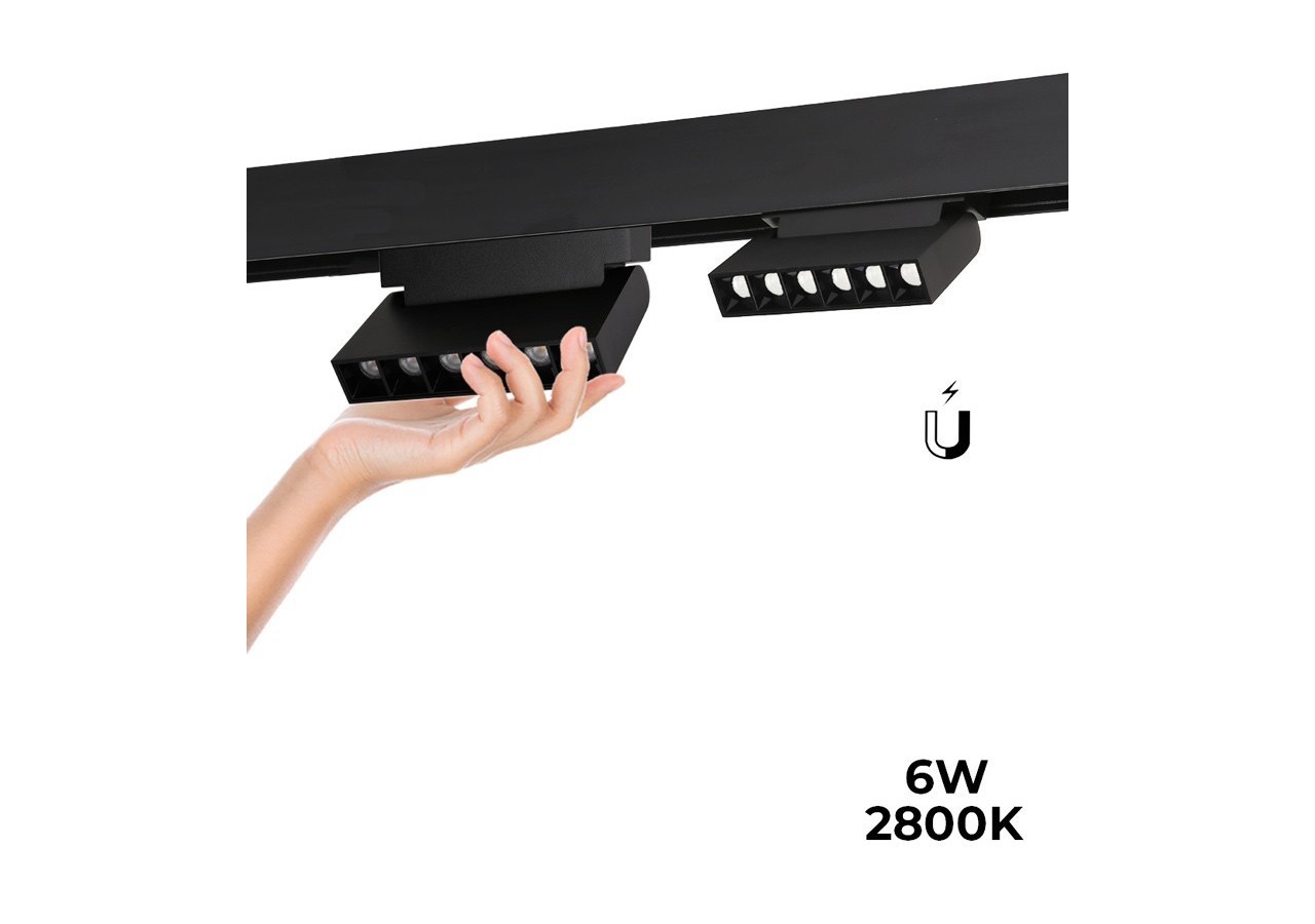 Spot LED linéaire orientable sur rail magnétique 48V-6W-UGR16-Noir - PML-6WU18-N-BC - Barcelona LED