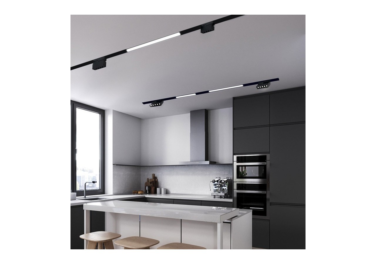 Spot LED linéaire orientable sur rail magnétique 48V-6W-UGR16-Noir - PML-6WU18-N-BC - Barcelona LED