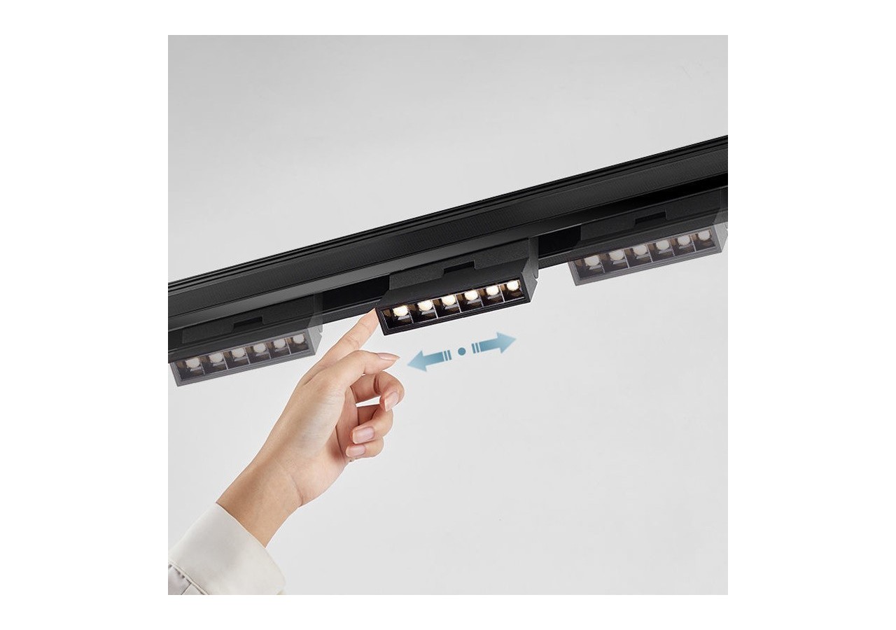 Spot LED linéaire orientable sur rail magnétique 48V-6W-UGR16-Noir - PML-6WU18-N-BC - Barcelona LED