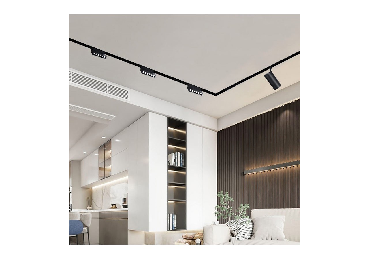 Spot LED linéaire orientable sur rail magnétique 48V-6W-UGR16-Noir - PML-6WU18-N-BC - Barcelona LED