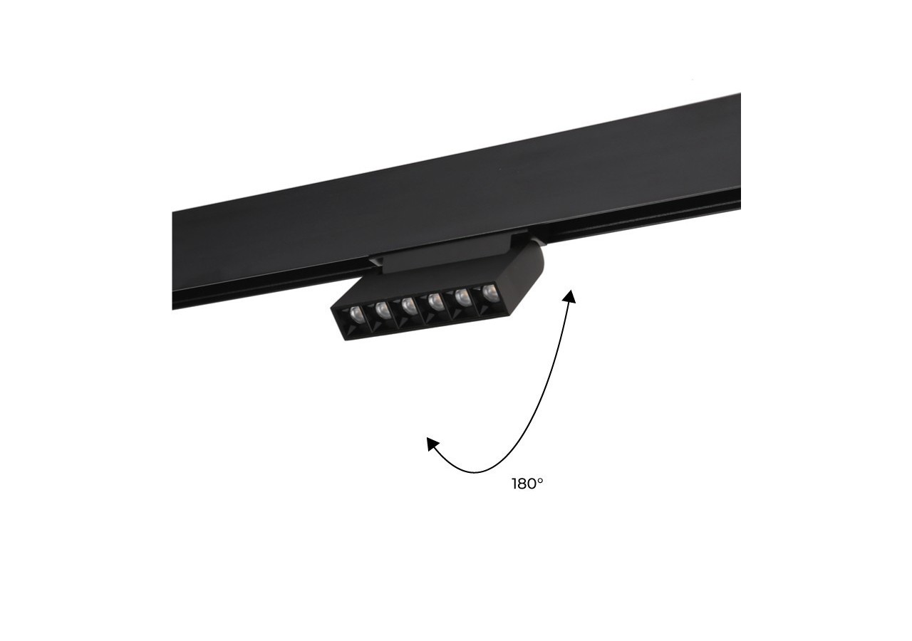Spot LED linéaire orientable sur rail magnétique 48V-6W-UGR16-Noir - PML-6WU18-N-BN - Barcelona LED