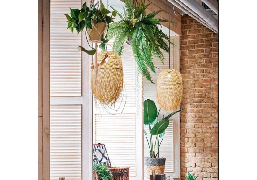 Suspension en rotin "Java" - K180-N - Barcelona LED Suspension en rotin "Java" - K180-N - Barcelona LED