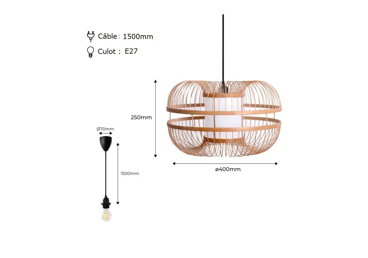 Suspension japonaise en bambou "Kaizen" - K179-N - Barcelona LED