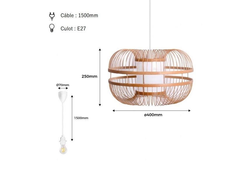 Suspension japonaise en bambou "Kaizen" - K179-B - Barcelona LED