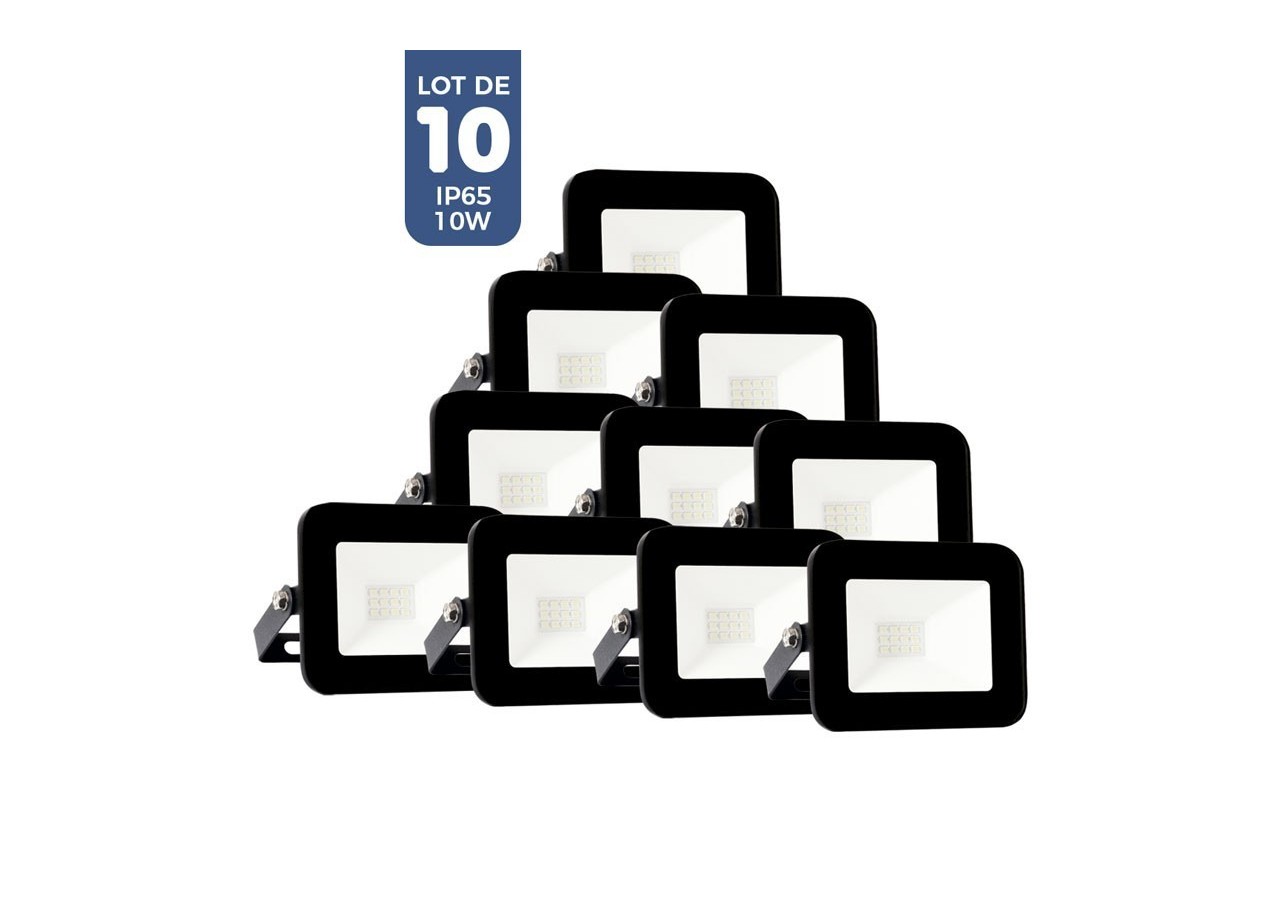 Pack de 10 Projecteurs LED extérieur 10W IP65 ultra plat - K1881-10-BF - Barcelona LED