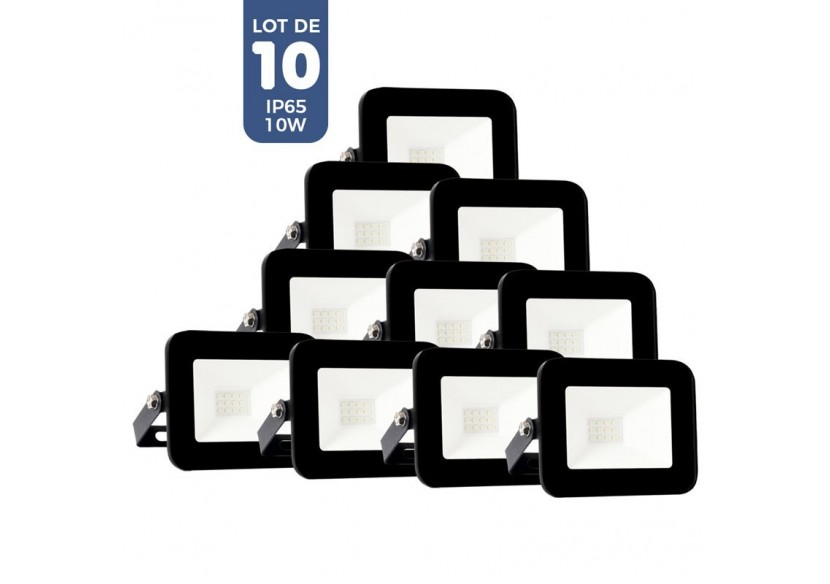 Pack de 10 Projecteurs LED extérieur 10W IP65 ultra plat - K1881-10-BF - Barcelona LED