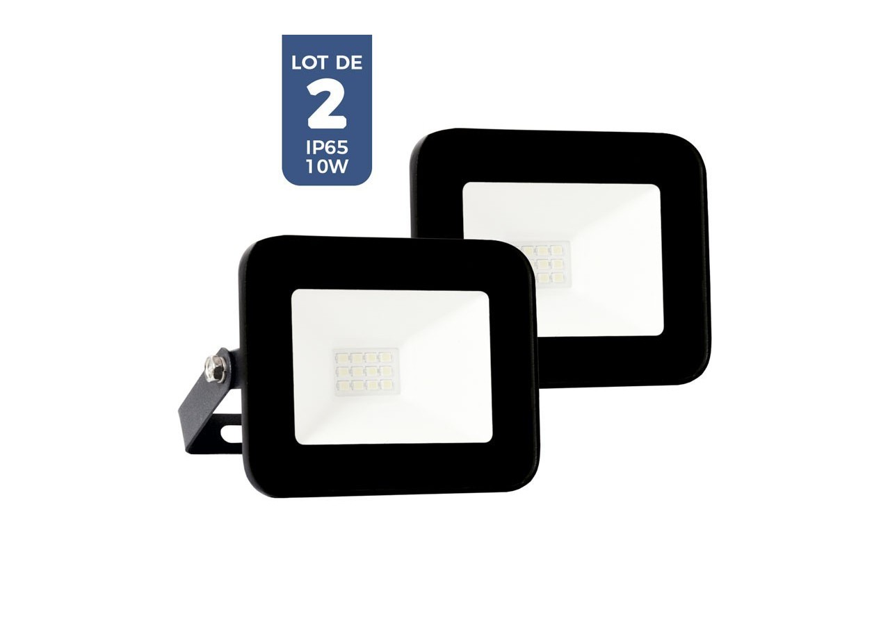 Pack de 2 Projecteur LED extérieur 10W IP65 ultra plat - K1881-2-BC - Barcelona LED