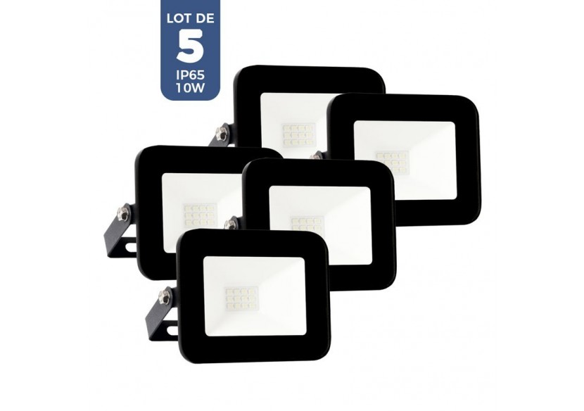 Pack de 5 Projecteur LED extérieur 10W IP65 ultra plat - K1881-5-BF - Barcelona LED