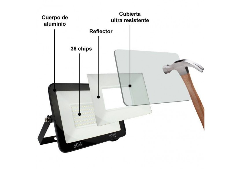 Pack de 2 Projecteurs extérieur LED 50W 4584LM IP65 - K1883-2-BF - Barcelona LED