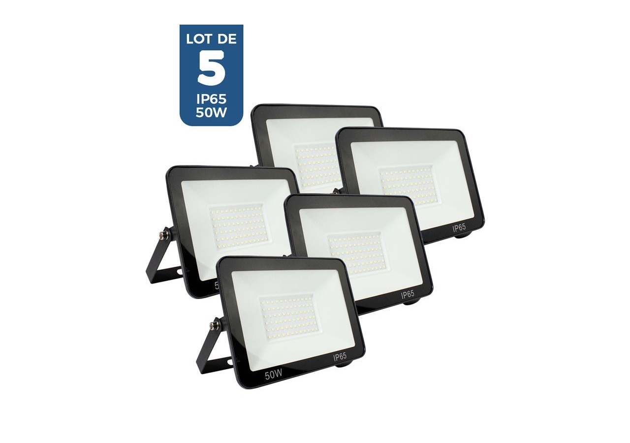 Pack de 5 projecteurs LED d'extérieur 50W 4584LM IP65 - K1883-5-BC - Barcelona LED