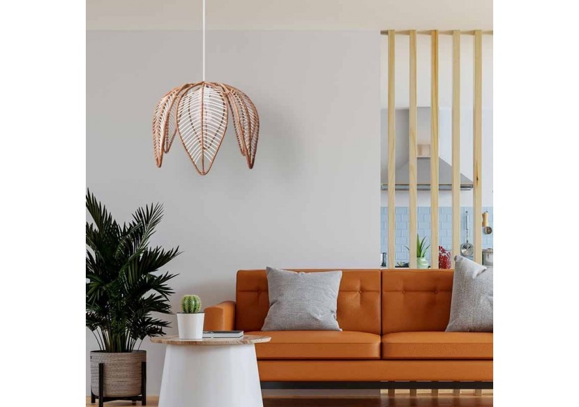 Suspension en rotin "Bintan" en forme de fleur - K182-B - Barcelona LED