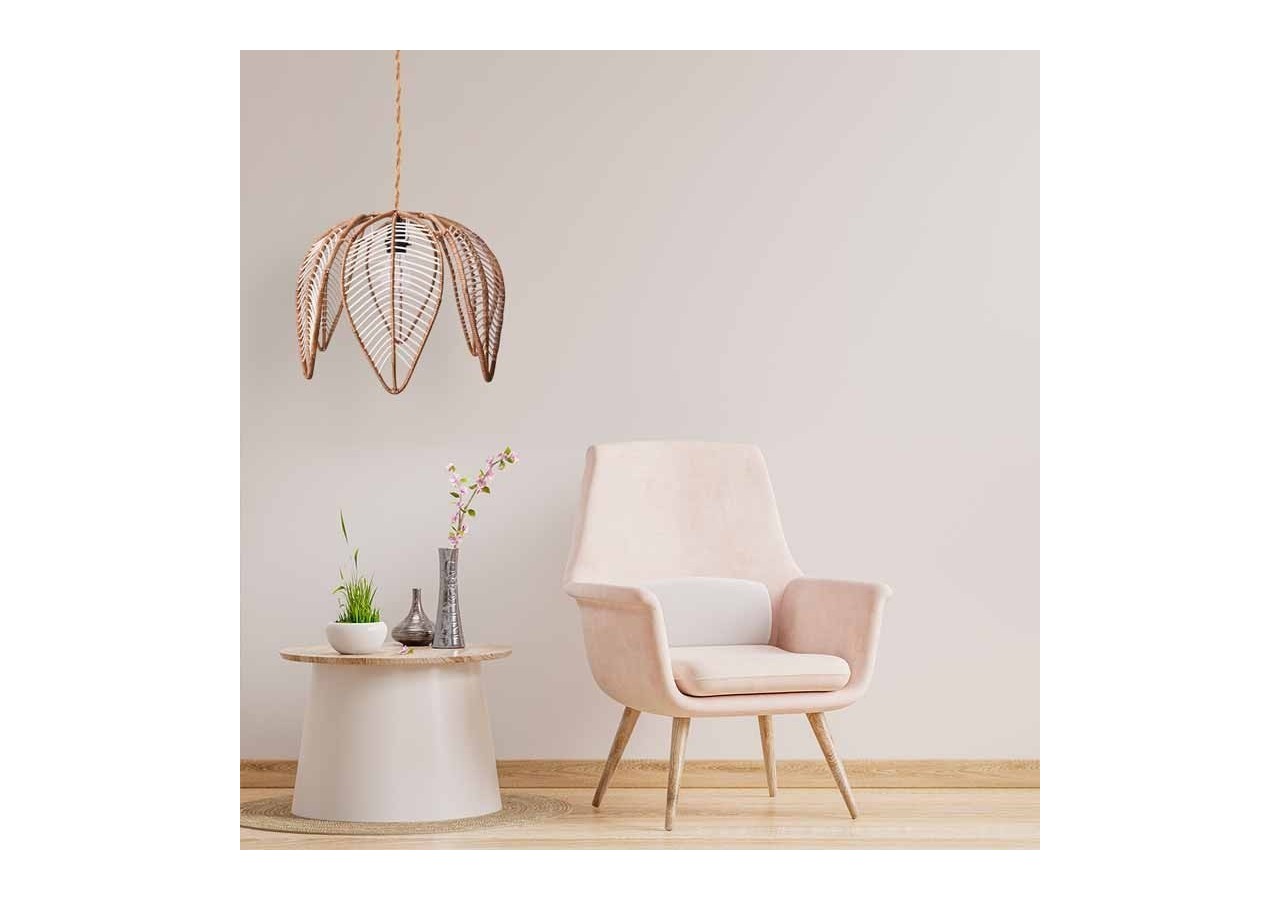 Suspension en rotin "Bintan" en forme de fleur - K182-CU - Barcelona LED