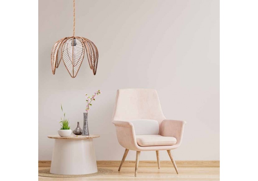 Suspension en rotin "Bintan" en forme de fleur - K182-CU - Barcelona LED