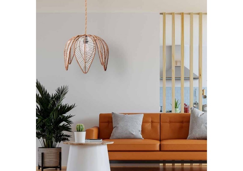 Suspension en rotin "Bintan" en forme de fleur - K182-CU - Barcelona LED