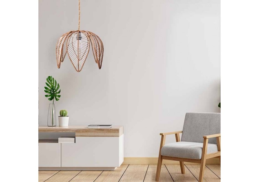 Suspension en rotin "Bintan" en forme de fleur - K182-CU - Barcelona LED