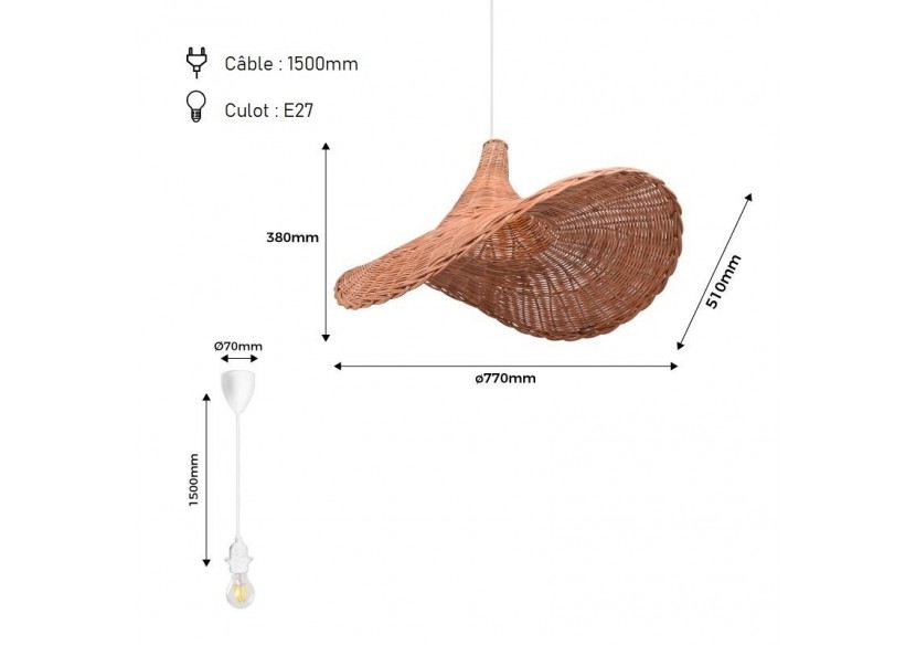 Suspension en osier "Tien" - K183-B - Barcelona LED