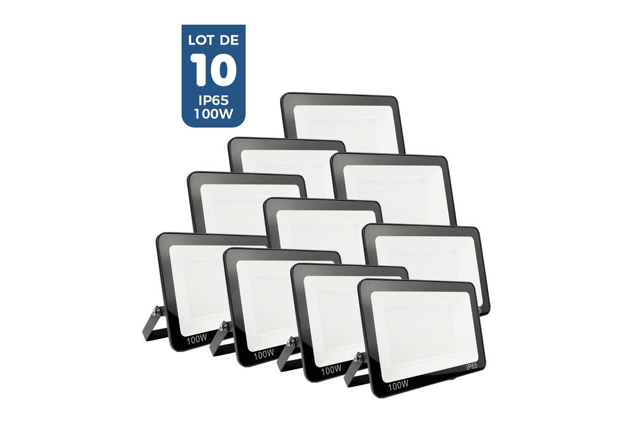 Pack de 10 projecteurs extérieurs LED 100W 7847LM IP65 - K1884-10-BF - Barcelona LED