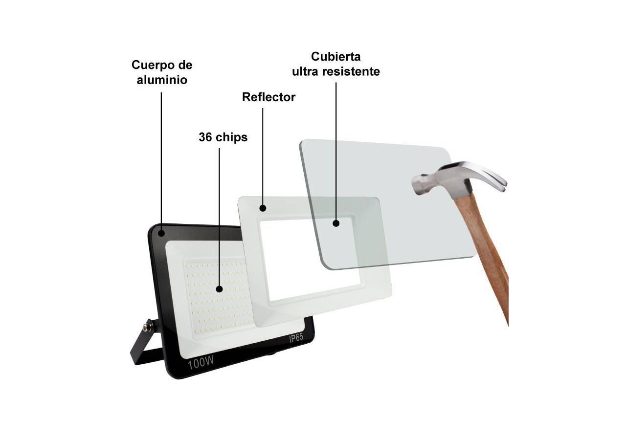 Pack de 10 projecteurs extérieurs LED 100W 7847LM IP65 - K1884-10-BF - Barcelona LED