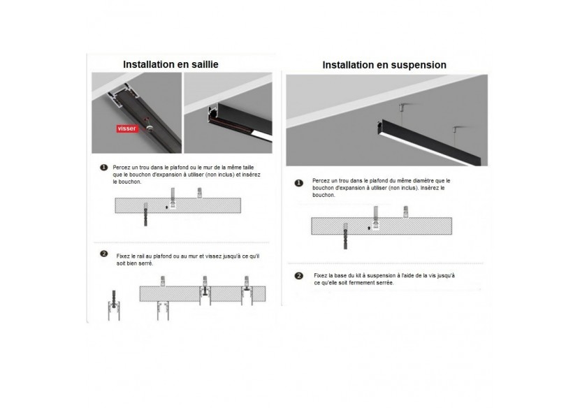 Rail magnétique 48V + kit de suspension-2 mètres - CMC-200-B - Barcelona LED Rail magnétique 48V + kit de suspension-2 mètres - CMC-200-B - Barcelona LED