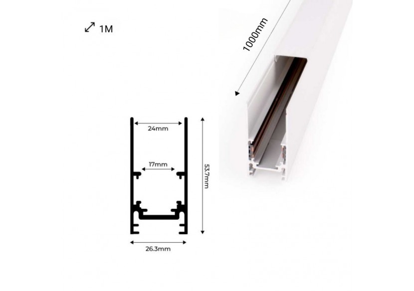 Rail magnétique 48V + kit de suspension-1 mètre - CMC-100-B - Barcelona LED Rail magnétique 48V + kit de suspension-1 mètre - CMC-100-B - Barcelona LED
