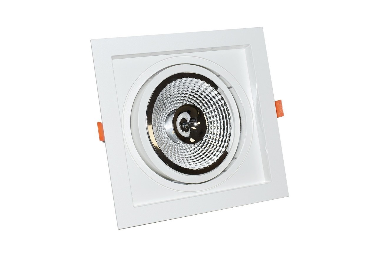 Collerette carrée en polycarbonate pour ampoule QR111 ou AR111-Coupe 155 x 155 mm - B1016-B - Barcelona LED