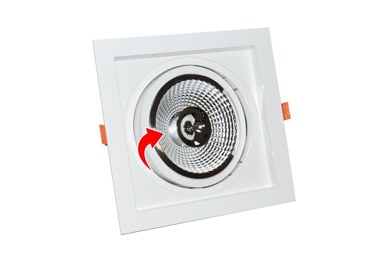 Collerette carrée en polycarbonate pour ampoule QR111 ou AR111-Coupe 155 x 155 mm - B1016-B - Barcelona LED