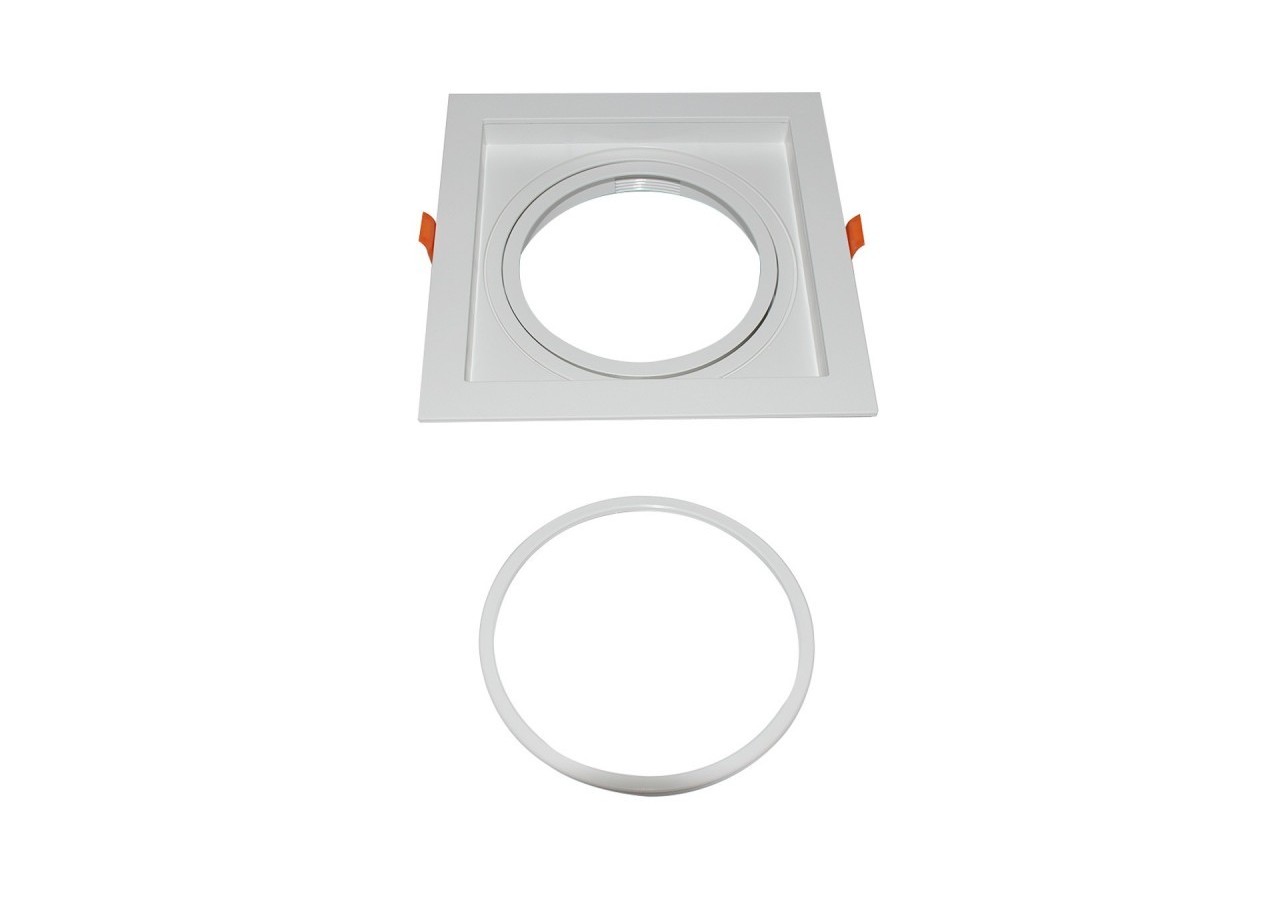 Collerette carrée en polycarbonate pour ampoule QR111 ou AR111-Coupe 155 x 155 mm - B1016-B - Barcelona LED
