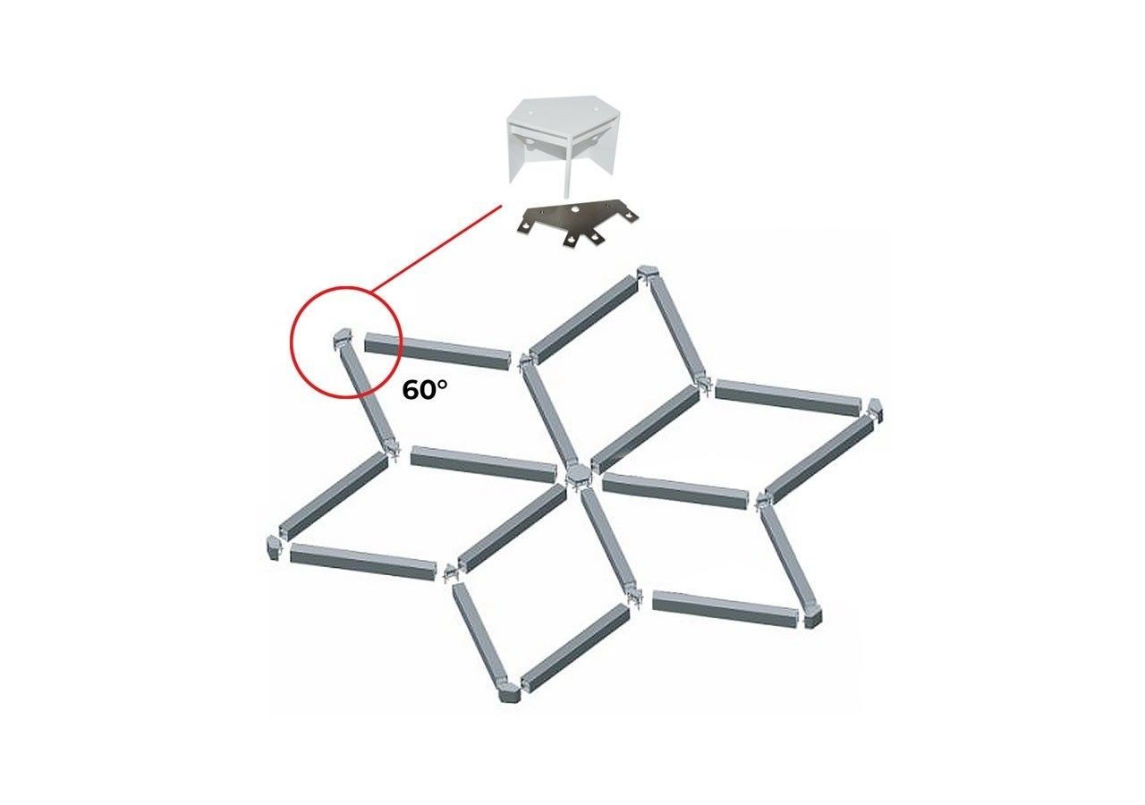 Connecteur d'angle 60 degrés pour suspension LED linéaires-Référence B9010/B9020/B9030 - B9010-160-B - Barcelona LED