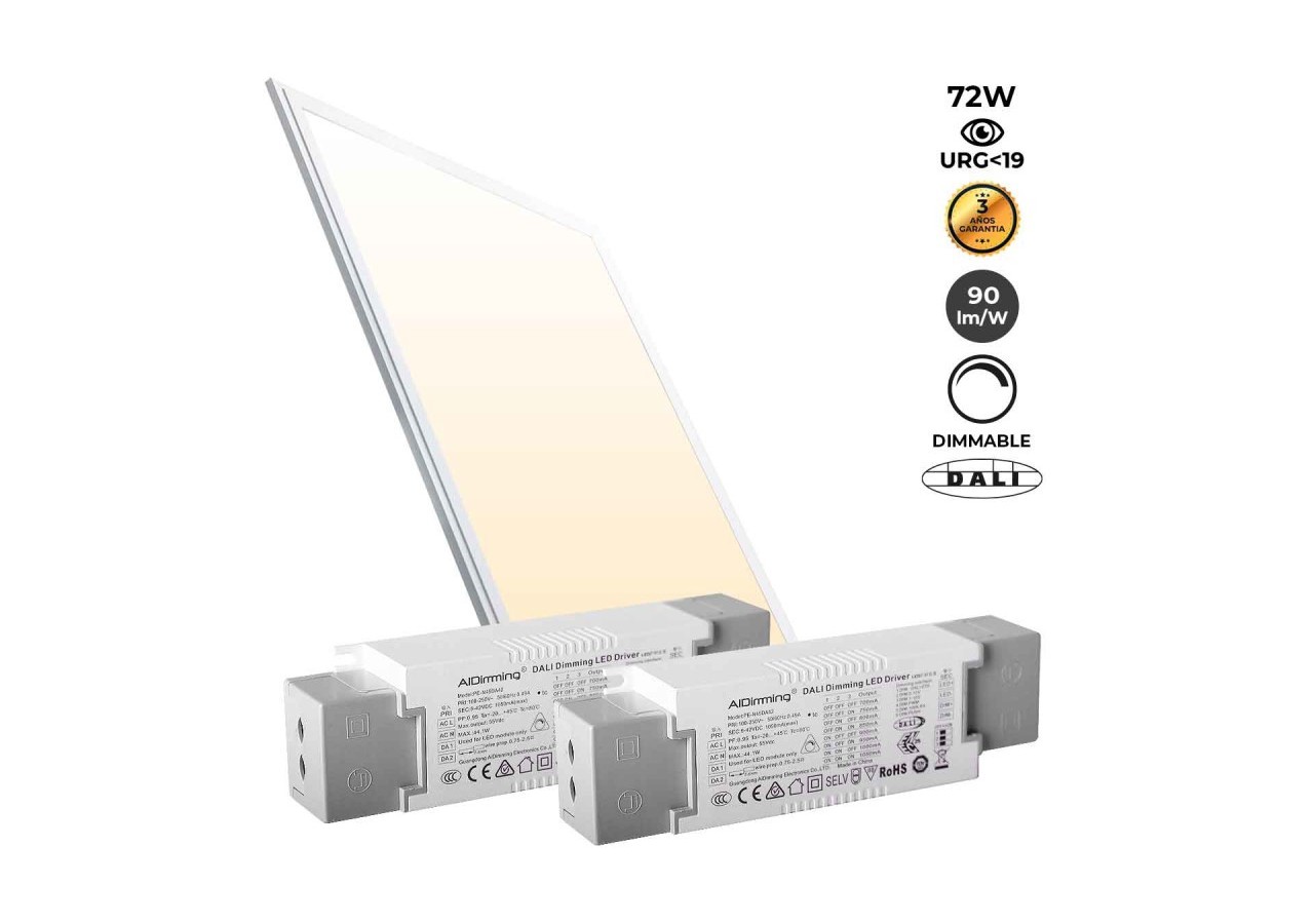 Panneau LED encastrable 120x60-Dimmable DALI-72W-UGR19 - K5234-DALI-BN - Barcelona LED