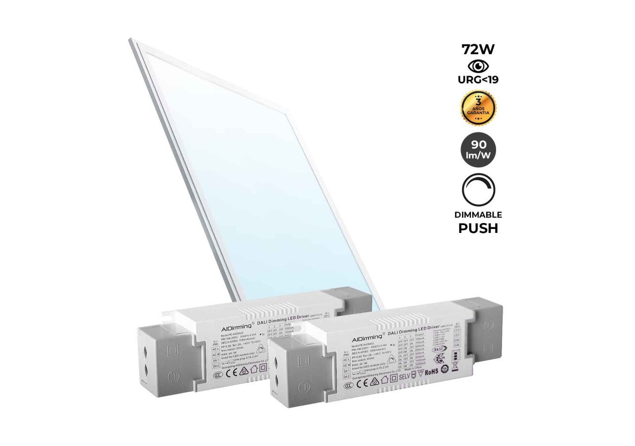 Panneau LED encastrable 120x60-Dimmable PUSH-72W-UGR19 - K5234-PUSH-BF - Barcelona LED