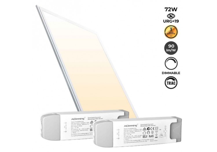 Panneau LED encastrable 120x60-Dimmable TRIAC-72W-UGR19 - K5234-TRIAC-BN - Barcelona LED 2