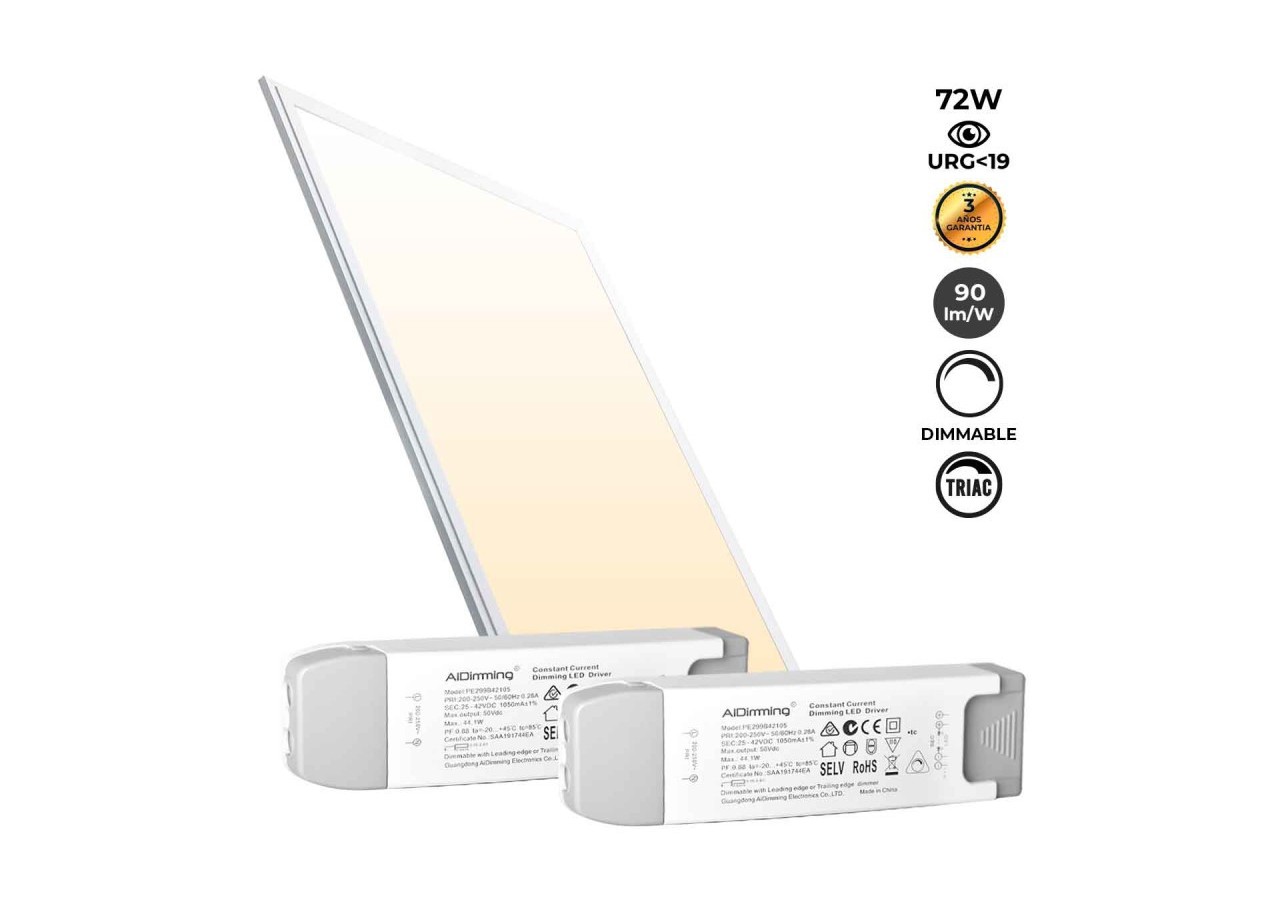 Panneau LED encastrable 120x60-Dimmable TRIAC-72W-UGR19 - K5234-TRIAC-BN - Barcelona LED