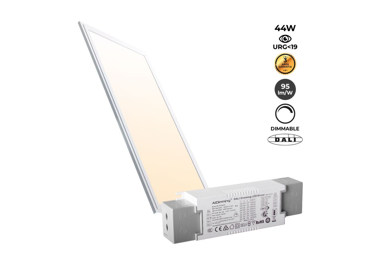 Panneau LED encastrable 120x30-Dimmable DALI-44W-UGR19 - K5236-DALI-BN - Barcelona LED
