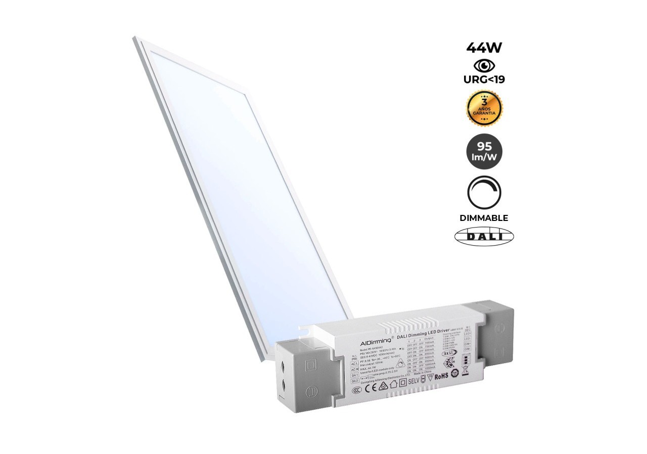 Panneau LED encastrable 120x30-Dimmable DALI-44W-UGR19 - K5236-DALI-BF - Barcelona LED