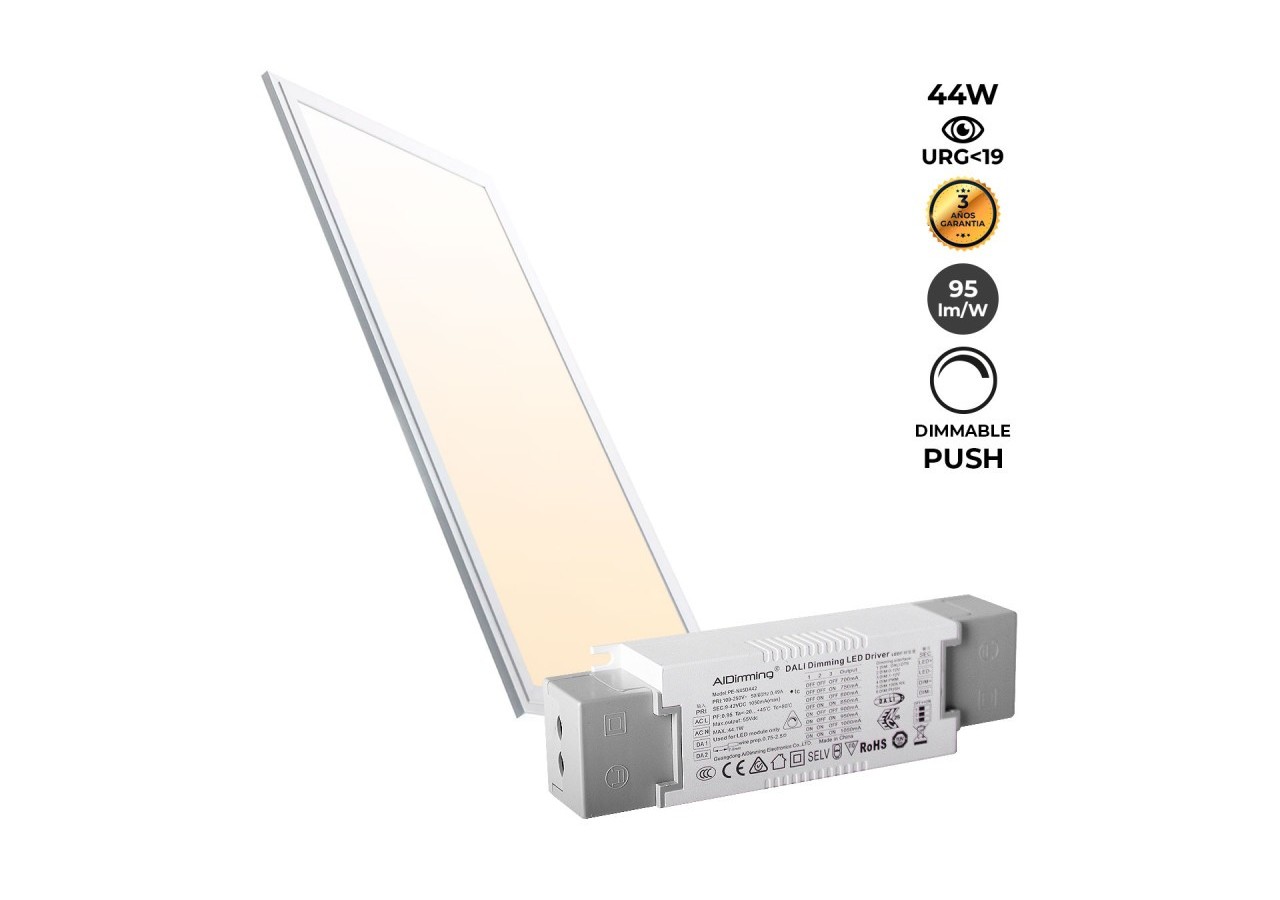 Panneau LED encastrable 120x30-Dimmable PUSH-44W-UGR19 - K5236-PUSH-BN - Barcelona LED